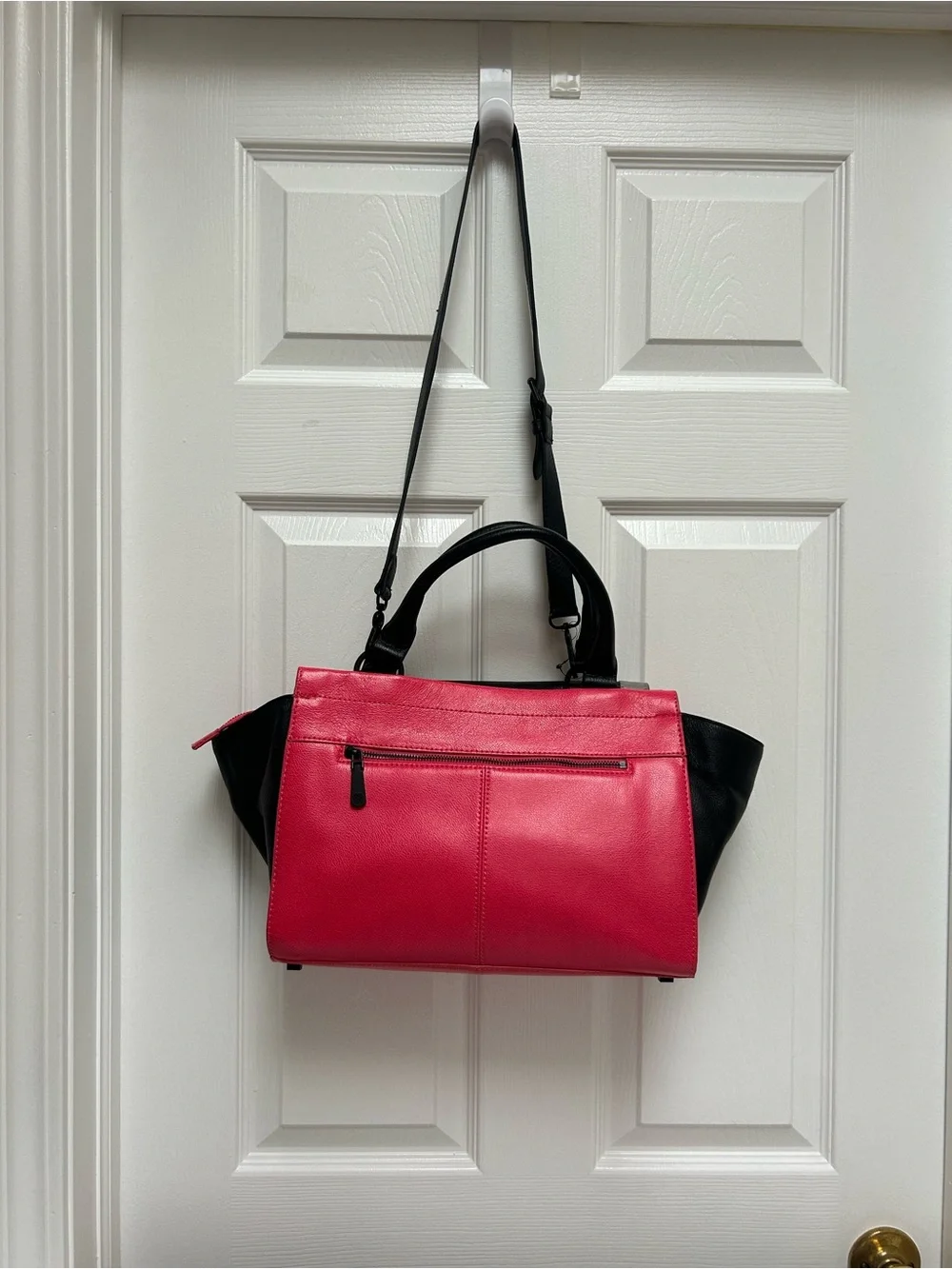 Vince Camuto Black, Pink & Gray Colorblock Leather Satchel Bag